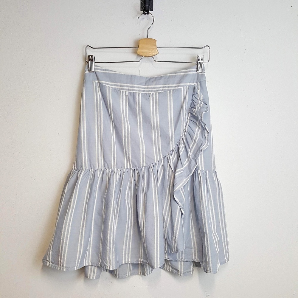 A New Day Cotton Striped Ruffle Wrap Sarong Skirt